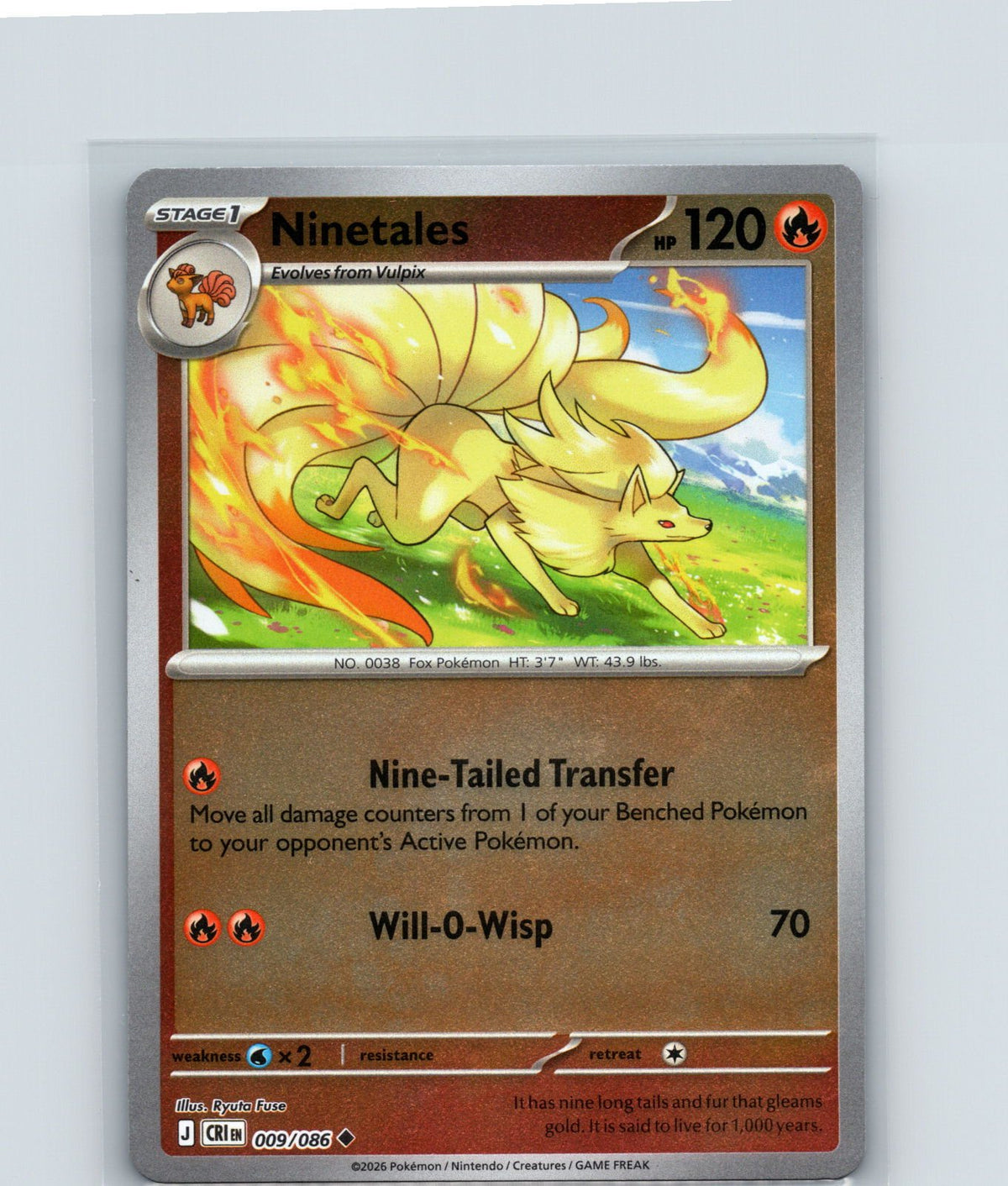 Ninetales Reverse Holo Uncommon ME04: Chaos Rising 009/086 NM
