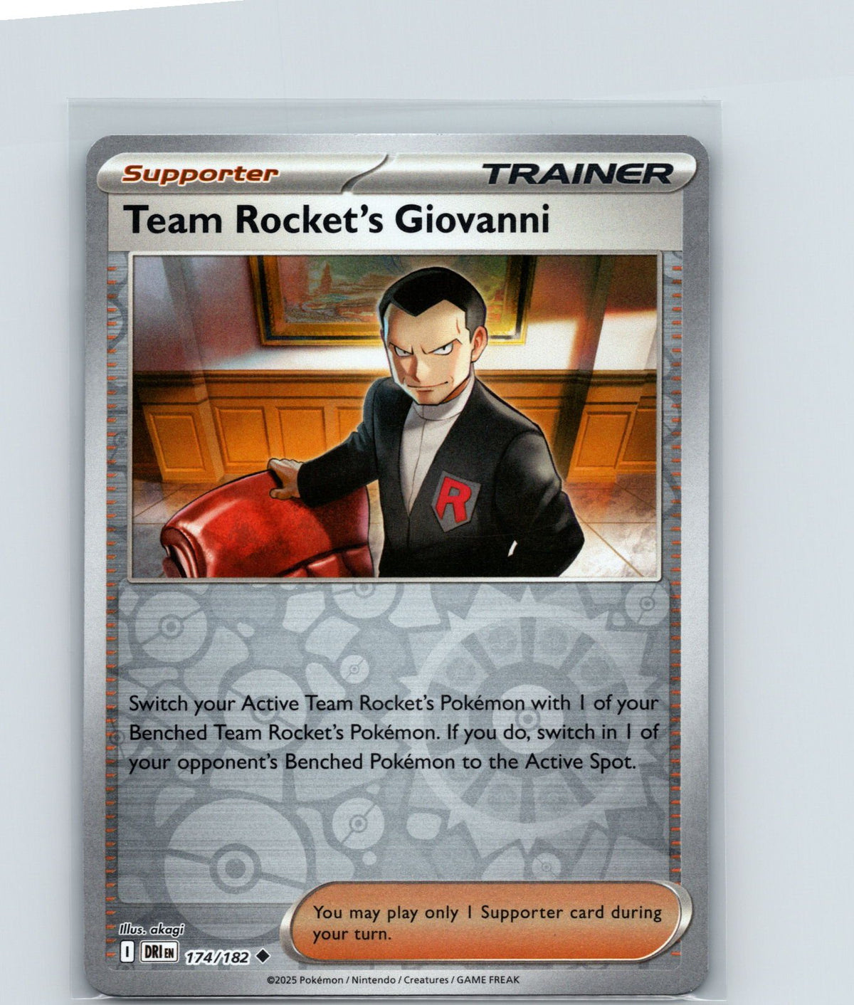 Team Rocket's Giovanni Reverse Holo Uncommon ME: Ascended Heroes 204/217 NM