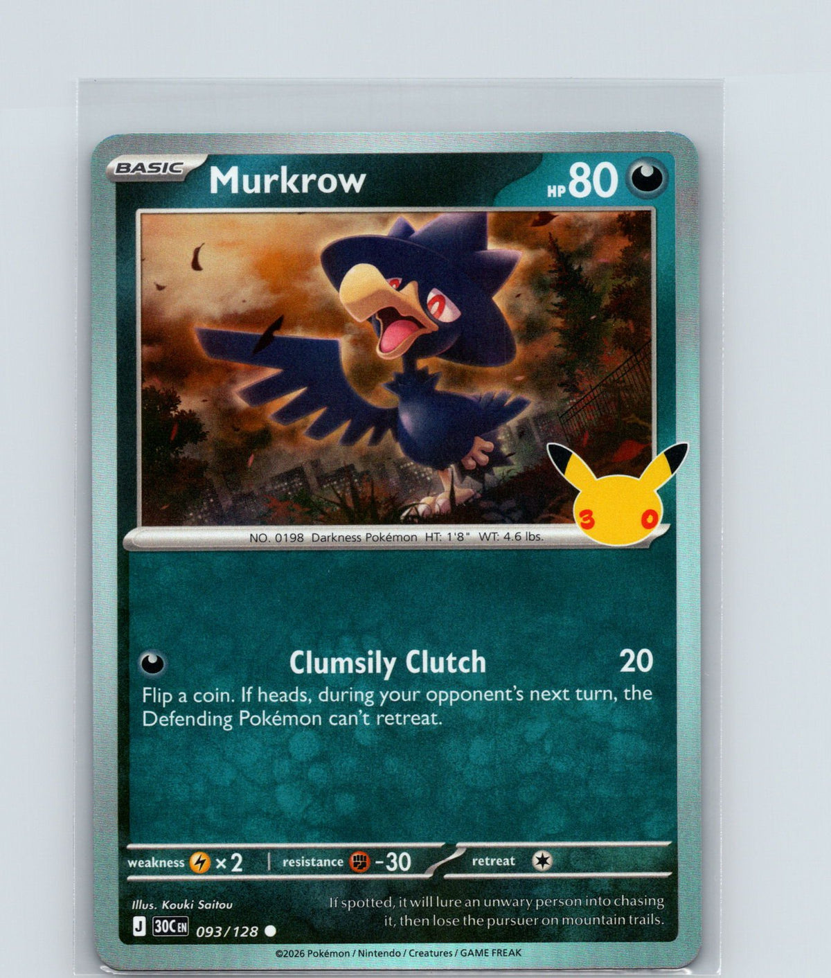 Murkrow Holo ME: 30th Celebration 093/128 NM