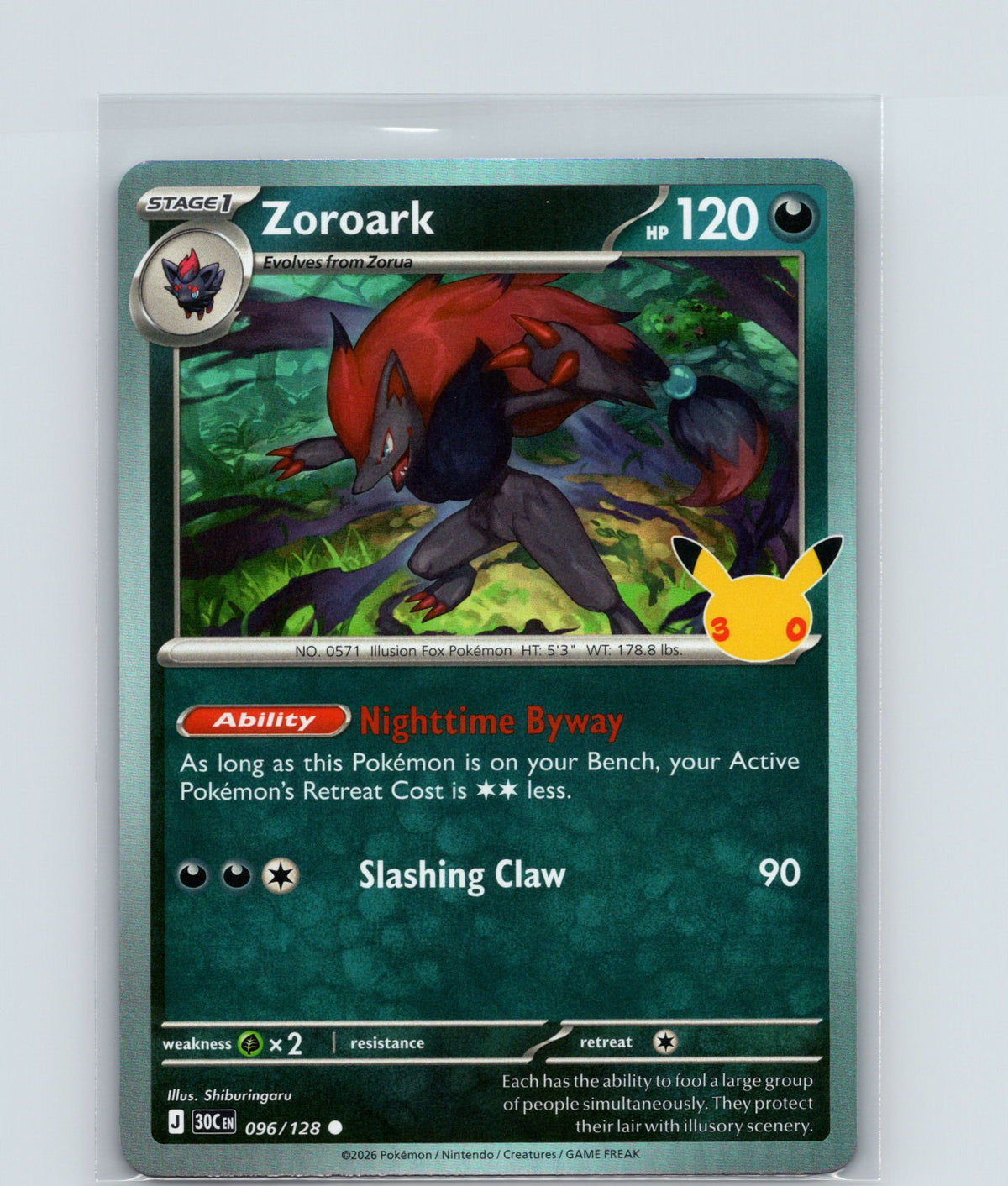 Zoroark Holo Common ME: 30th Celebration 096/128 NM