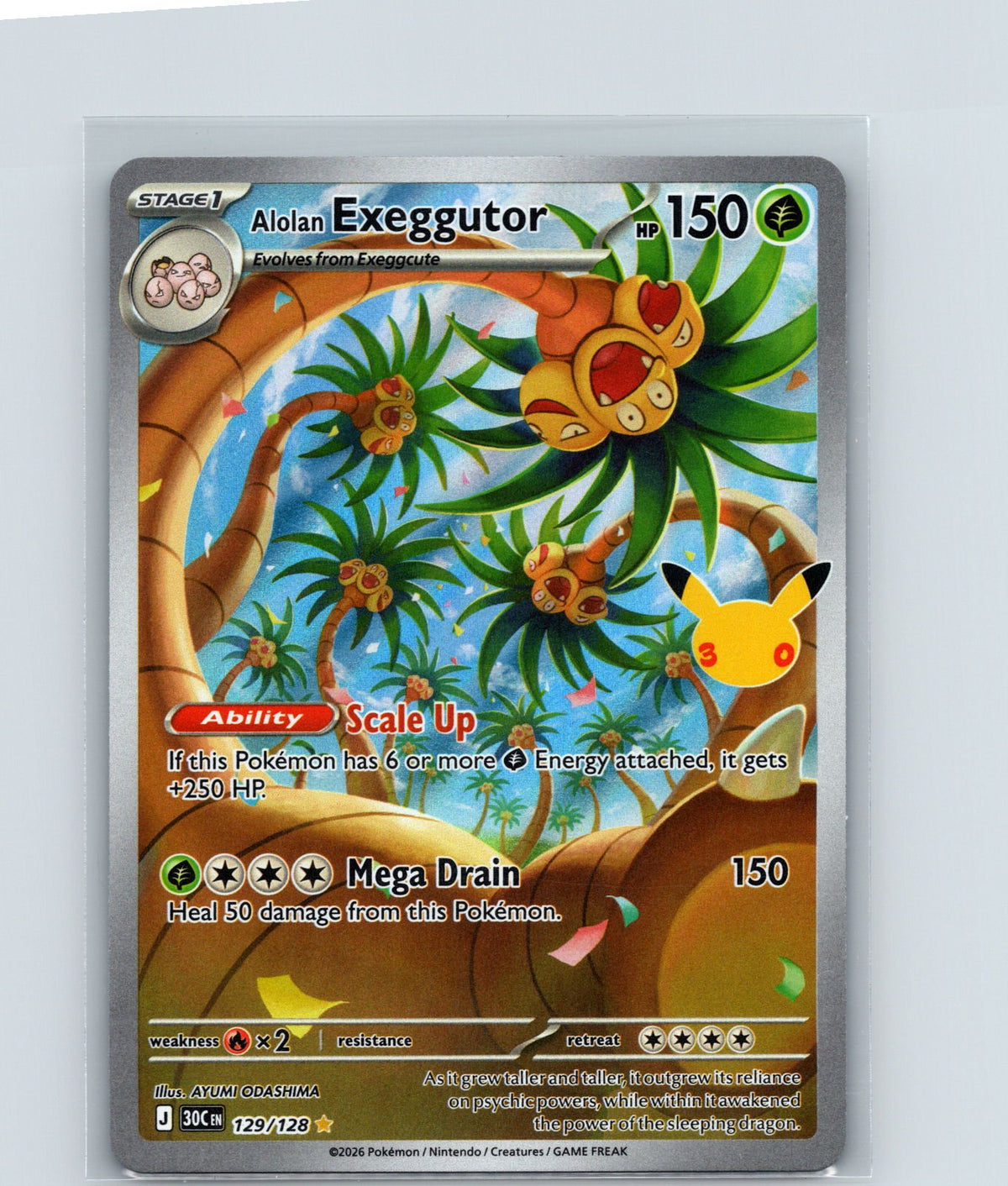 Alolan Exeggutor Holo Illustration Rare ME: 30th Celebration 129/128 NM