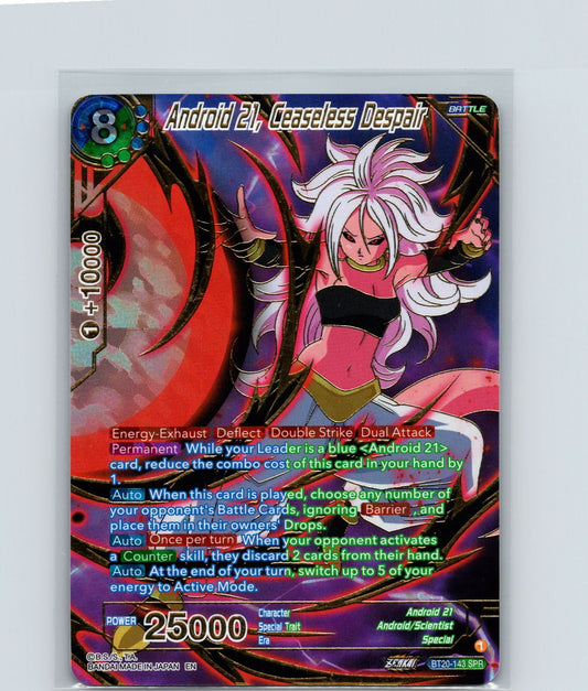Android 21, Ceaseless Despair (SPR) Foil Special Rare Power Absorbed BT20-143 NM