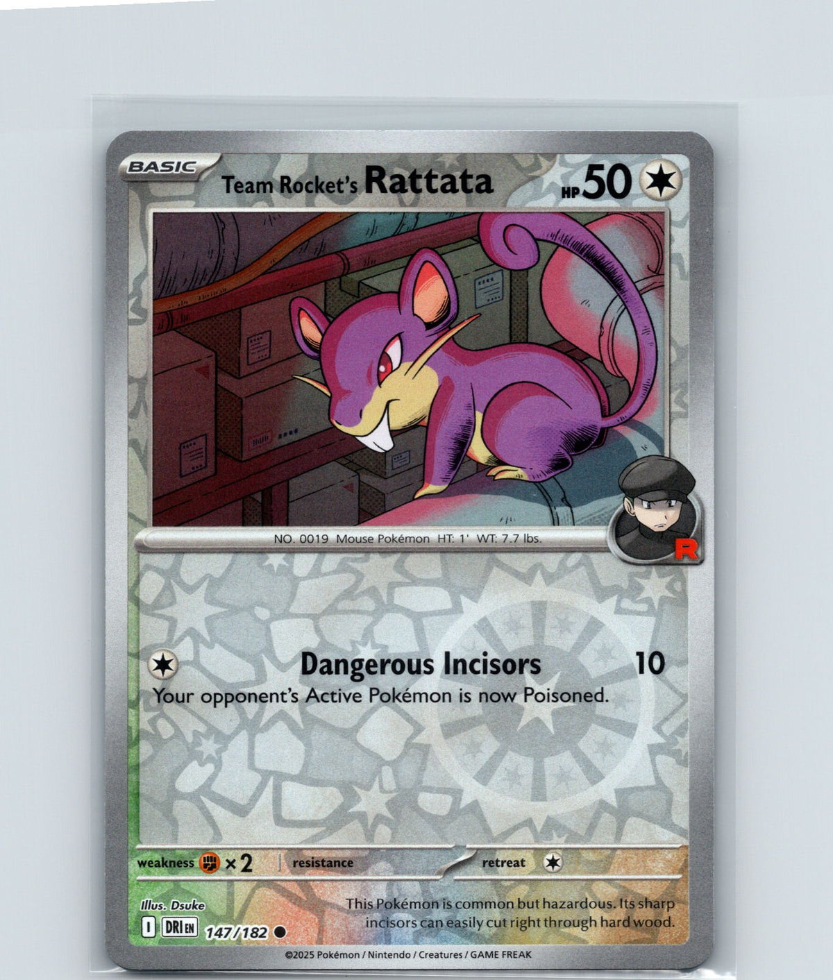Team Rocket's Rattata Reverse Holo Common SV10: Destined Rivals 147/182 NM